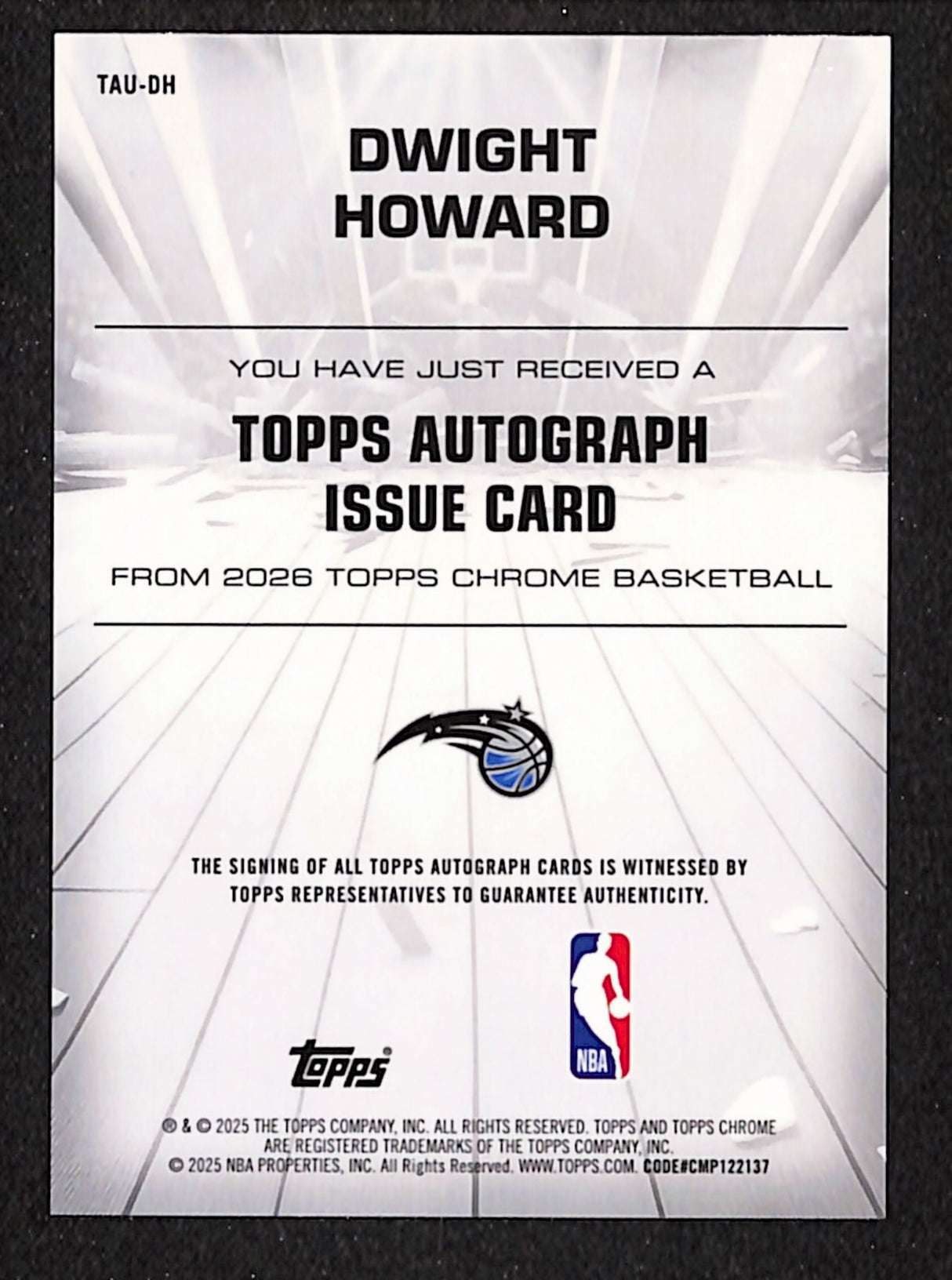 Dwight Howard 2025-26 Topps Chrome Autograph Issue Orange Refr #TAU-DH #/25