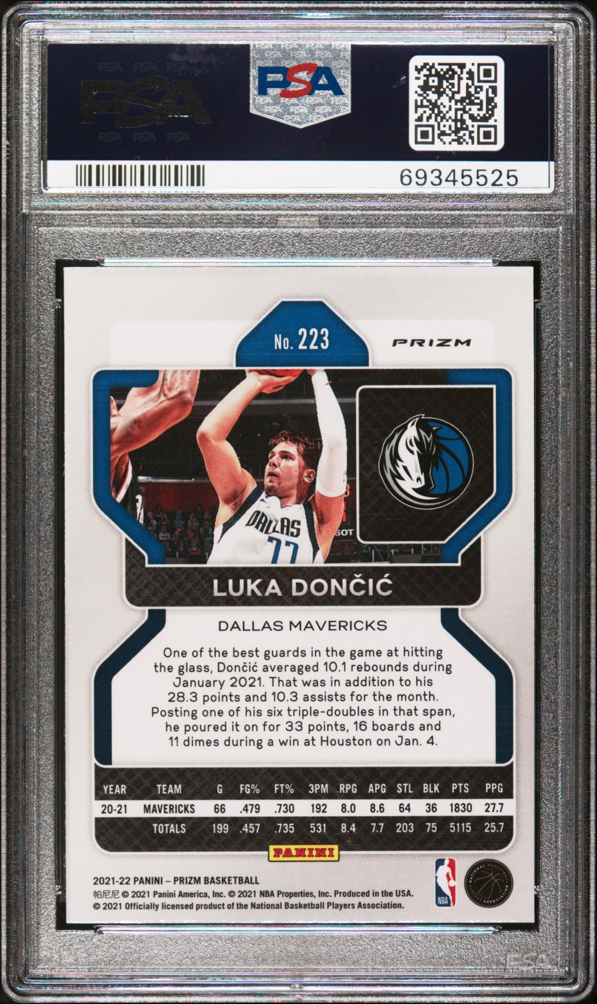 Luka Doncic 2021-22 Panini Prizm Purple Wave #223 PSA 10