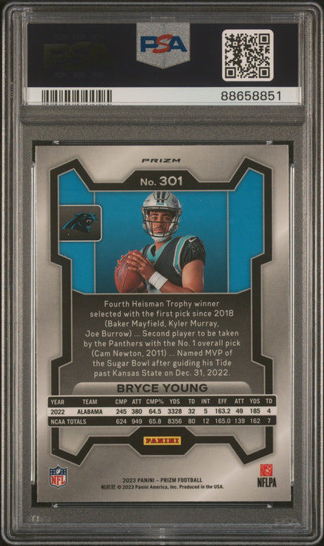 Bryce Young 2023 Panini Prizm Rookie Variations Prizms No Huddle #301 PSA 10