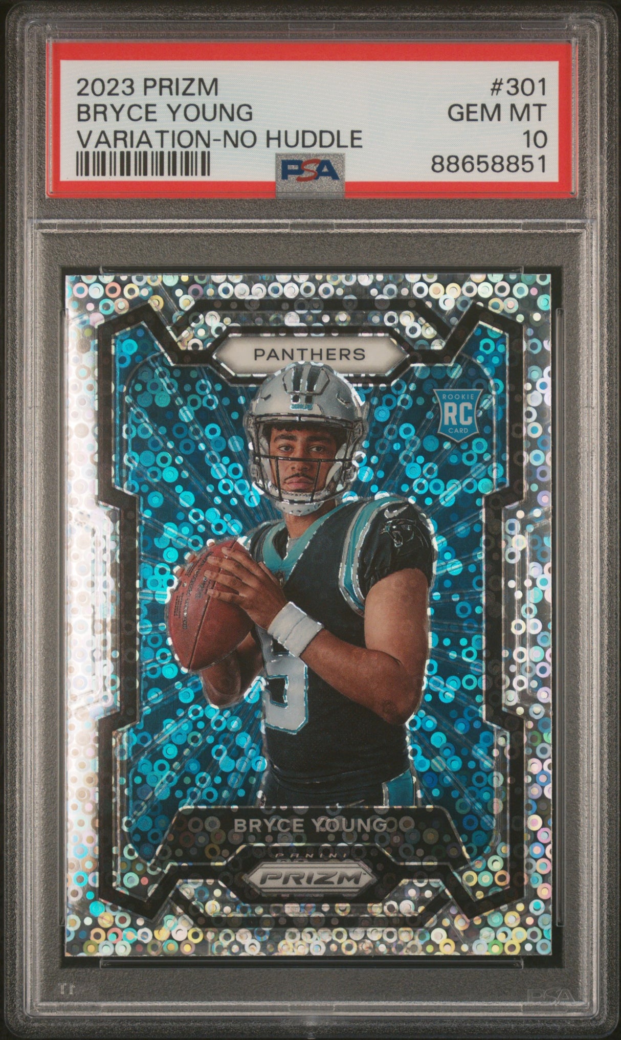 Bryce Young 2023 Panini Prizm Rookie Variations Prizms No Huddle #301 PSA 10