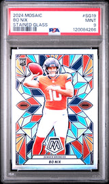 Bo Nix 2024 Panini Mosaic Stained Glass #SG-19 PSA 9