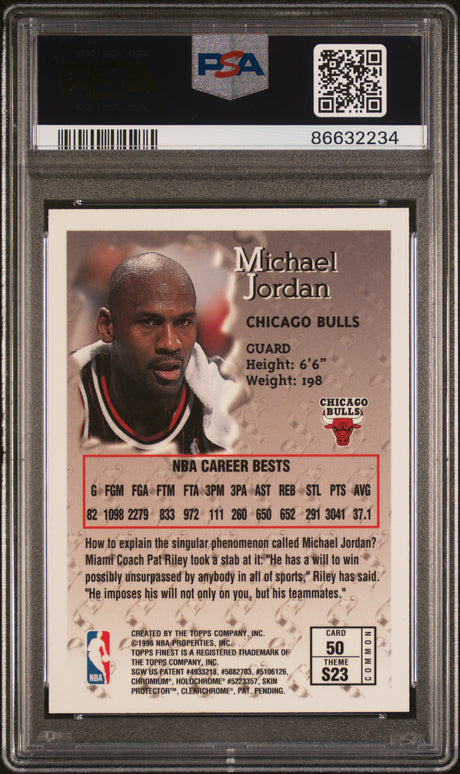 Michael Jordan 1996-97 Finest #50 PSA 8 with coating