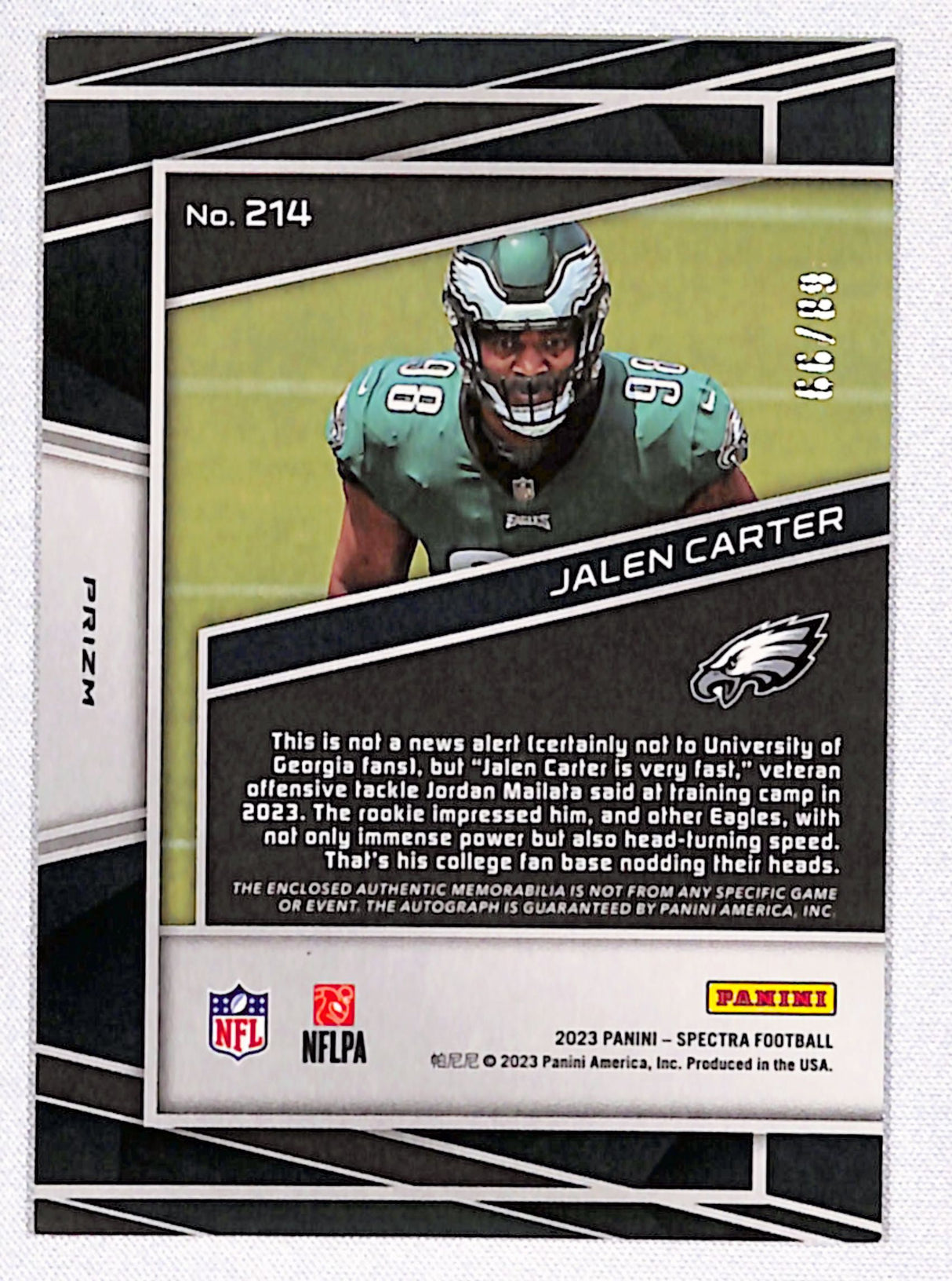Jalen Carter 2023 Panini Spectra #214 #/99