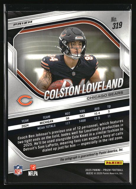 Colston Loveland 2025 Panini Prizm Prizm Rookie Autographs Pink #319