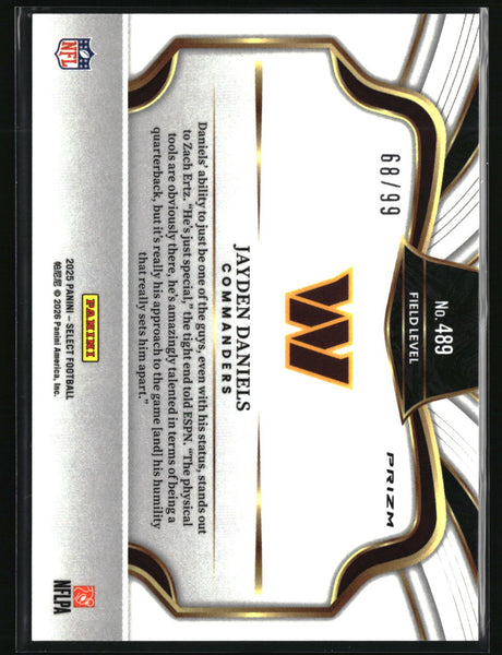 Jayden Daniels 2025 Panini Select Tri-Color Prizm #489 #/99
