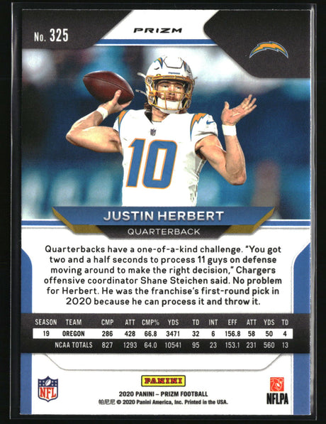 Justin Herbert 2020 Panini Prizm Prizm #325
