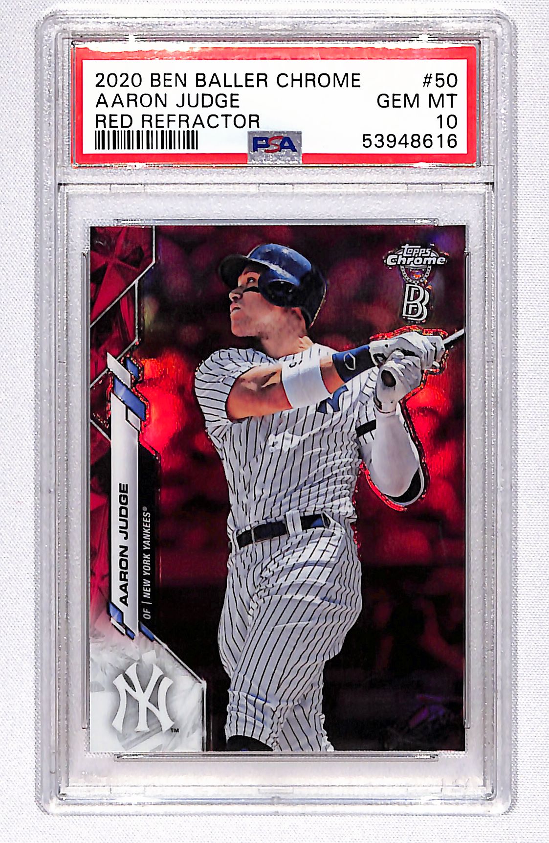 Aaron Judge 2020 Topps Chrome Ben Baller Edition Red Refractor #50 #/5 PSA 10