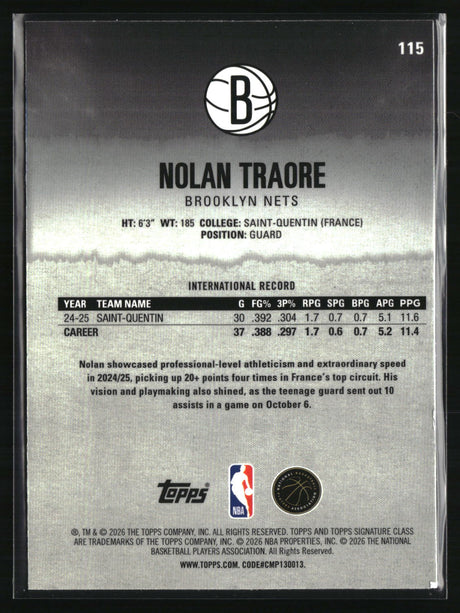 Nolan Traore 2025-26 Topps Signature Class Chrome Pandora Yellow Refractors #115