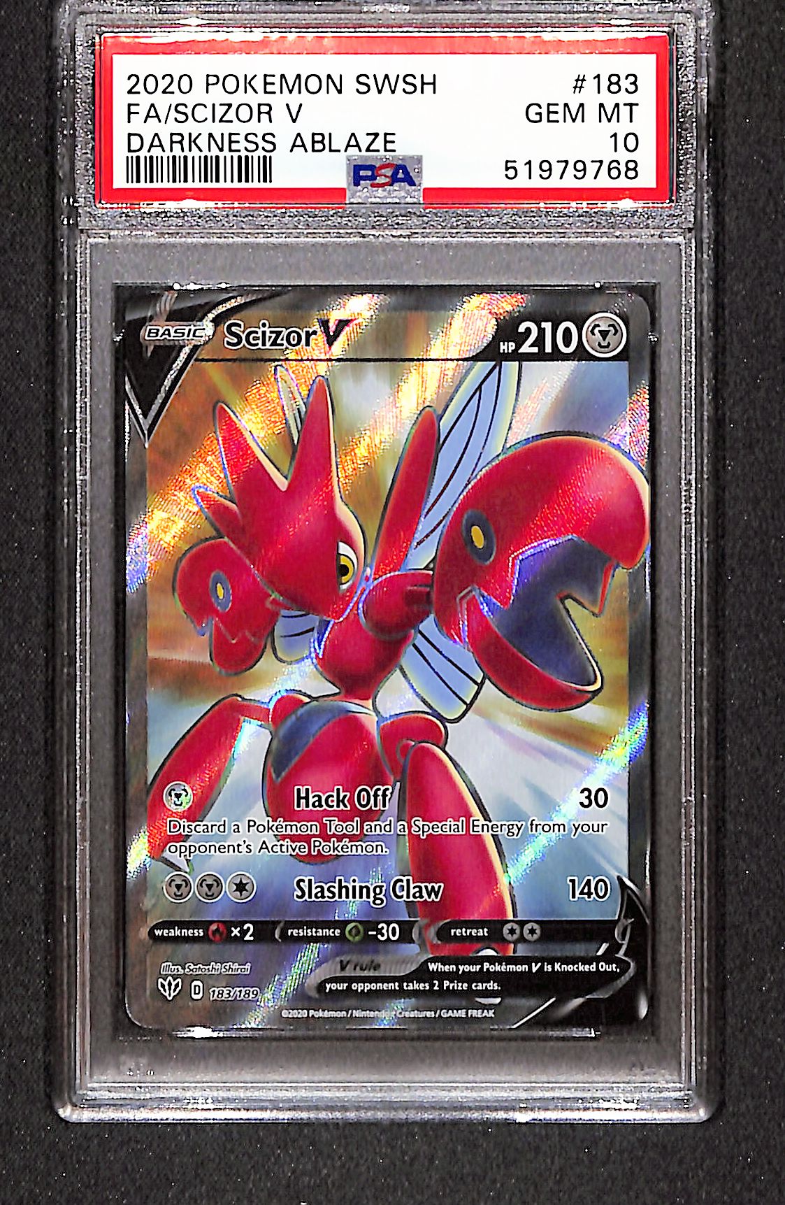 Scizor V (Full Art) SWSH03: Darkness Ablaze #183/189 PSA 10
