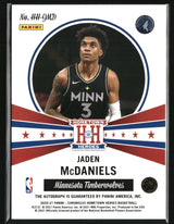 Jaden McDaniels 2020-21 Chronicles Hometown Heroes Rookie Auto #HH-JMD