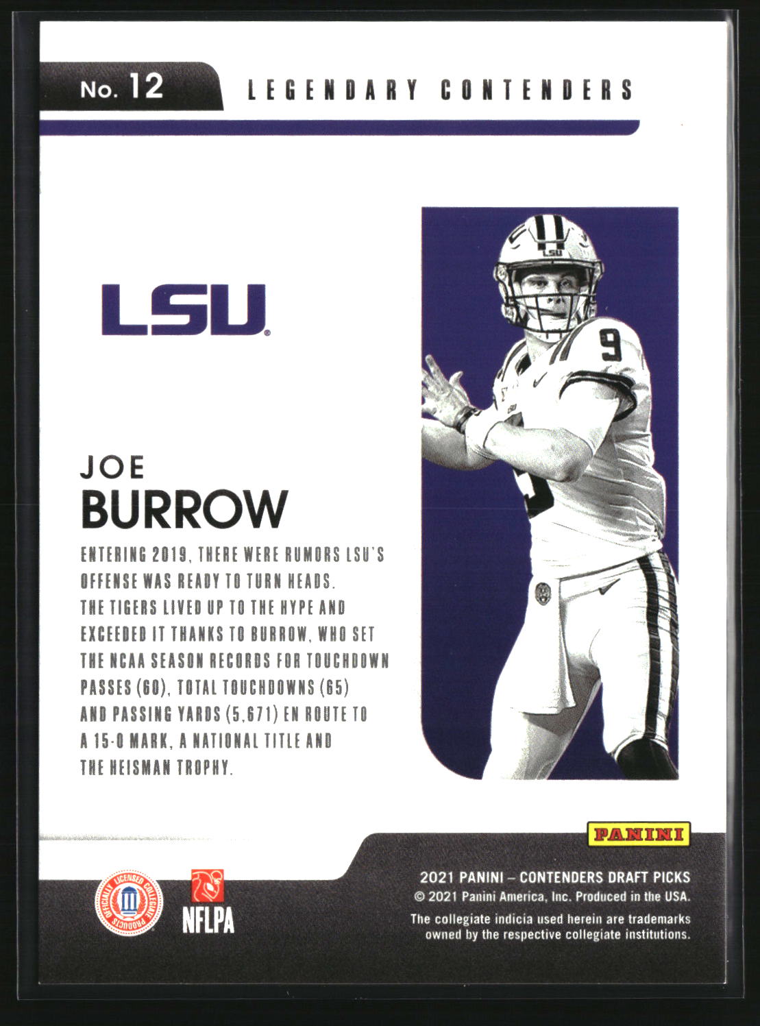 Joe Burrow 2021 Contenders Draft Legendary Contenders Blue Explosion #12 #/39