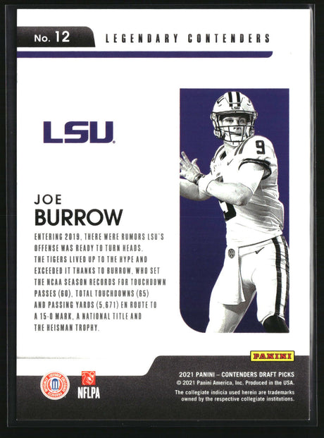 Joe Burrow 2021 Contenders Draft Legendary Contenders Blue Explosion #12 #/39