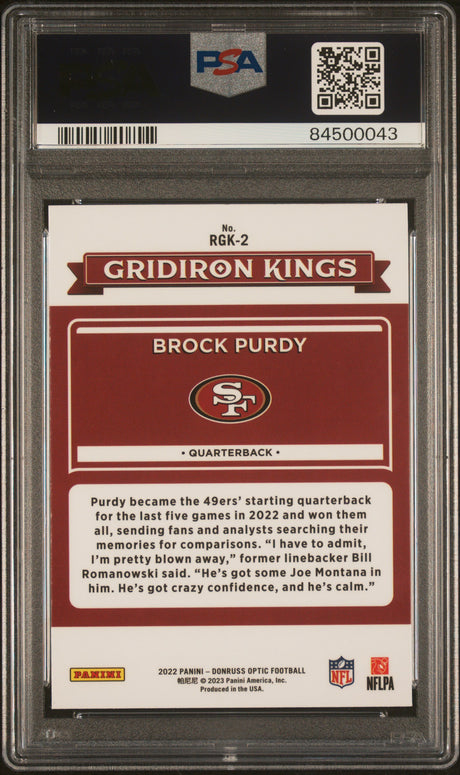 Brock Purdy 2022 Donruss Optic Rookie Gridiron Kings #RGK-2 PSA 10