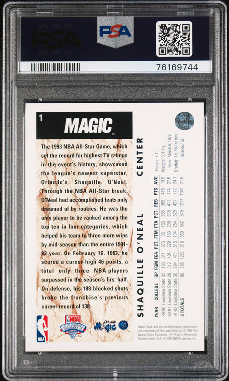 Shaquille O'Neal 1992-93 Upper Deck #1 PSA 8