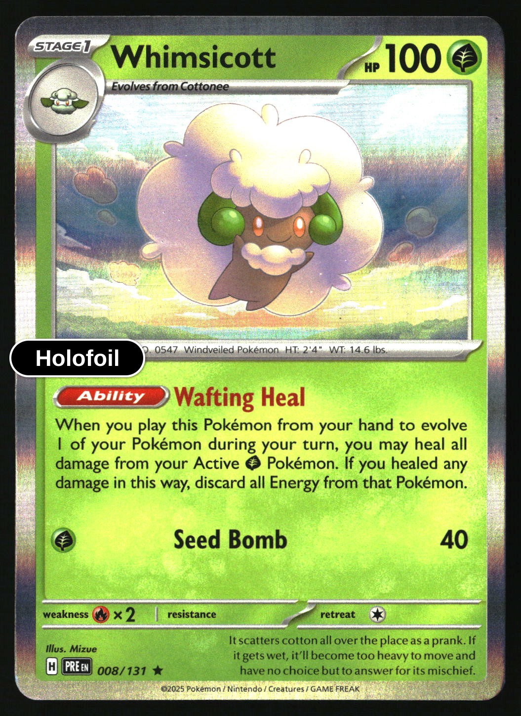 Whimsicott - 008/131 - [PRE - SV: Prismatic Evolutions] - Holofoil