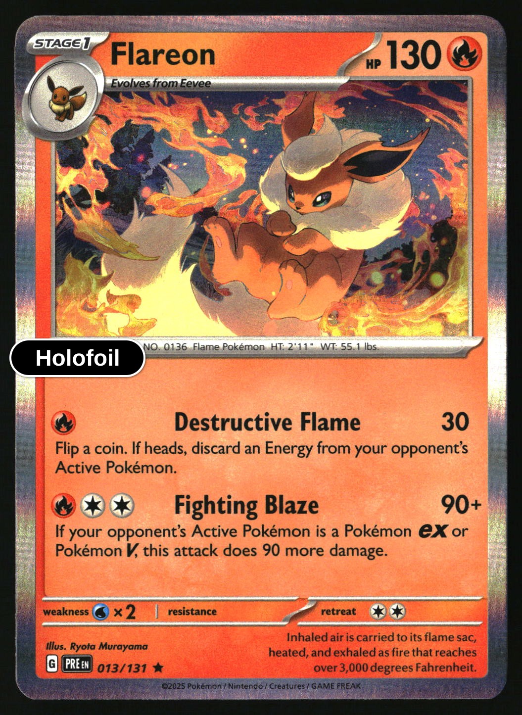 Flareon - 013/131 - [PRE - SV: Prismatic Evolutions] - Holofoil