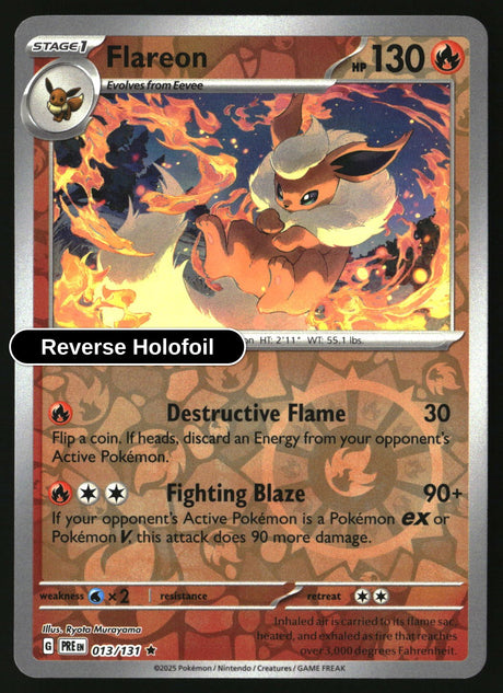 Flareon - 013/131 - [PRE - SV: Prismatic Evolutions] - Reverse Holofoil