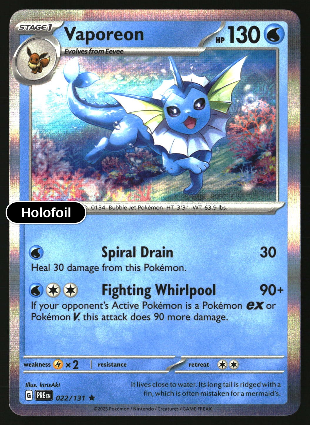 Vaporeon - 022/131 - [PRE - SV: Prismatic Evolutions] - Holofoil
