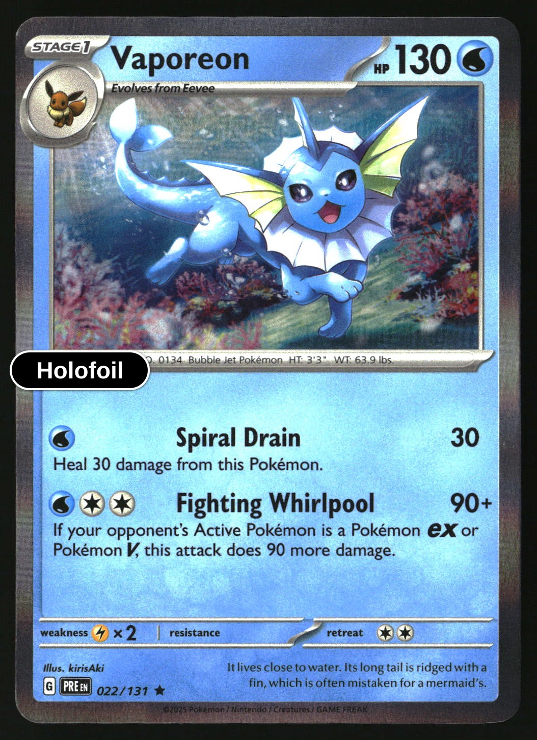 Vaporeon - 022/131 - [PRE - SV: Prismatic Evolutions] - Holofoil