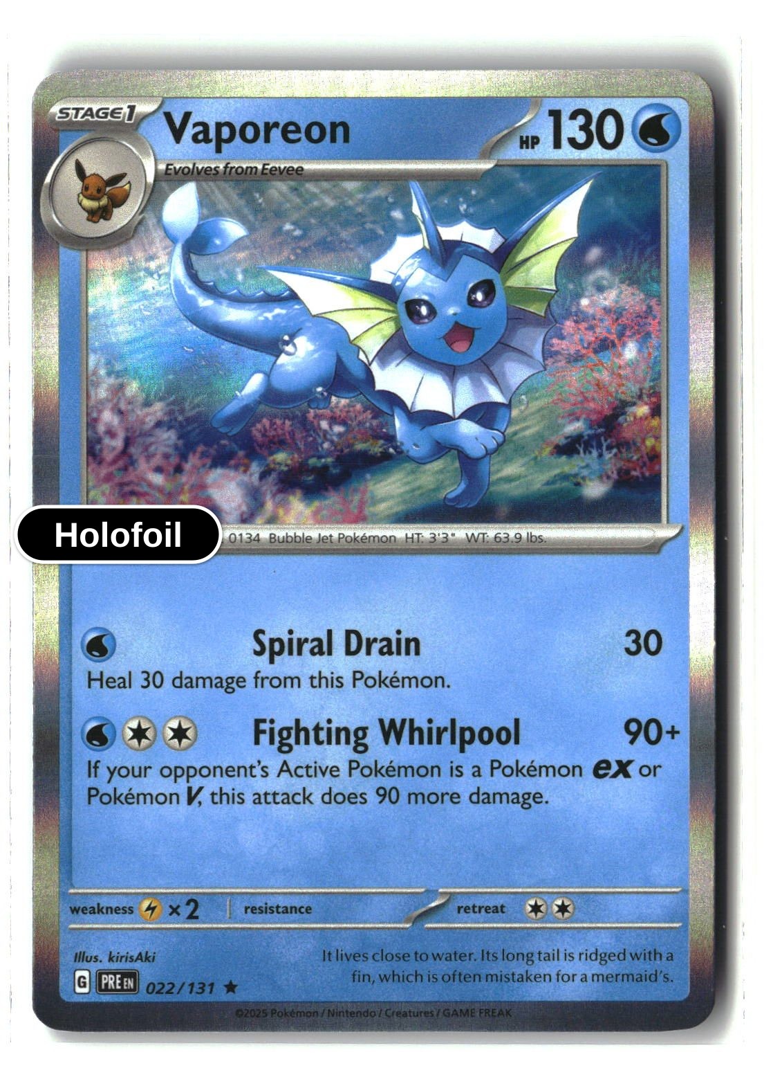 Vaporeon - 022/131 - [PRE - SV: Prismatic Evolutions] - Holofoil