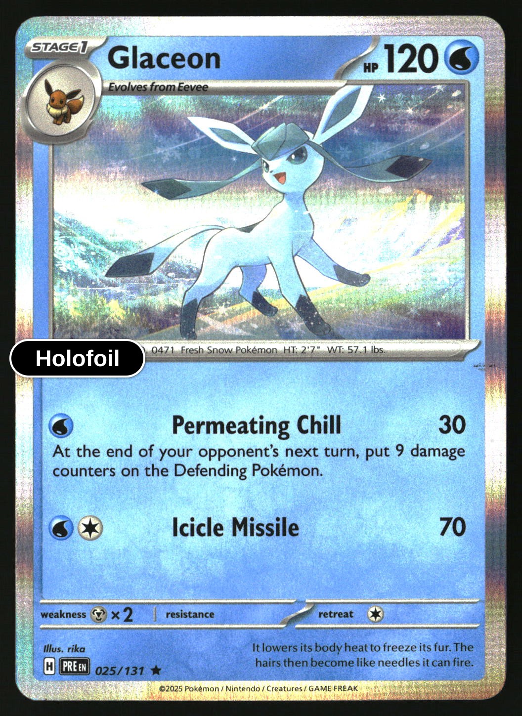Glaceon - 025/131 - [PRE - SV: Prismatic Evolutions] - Holofoil