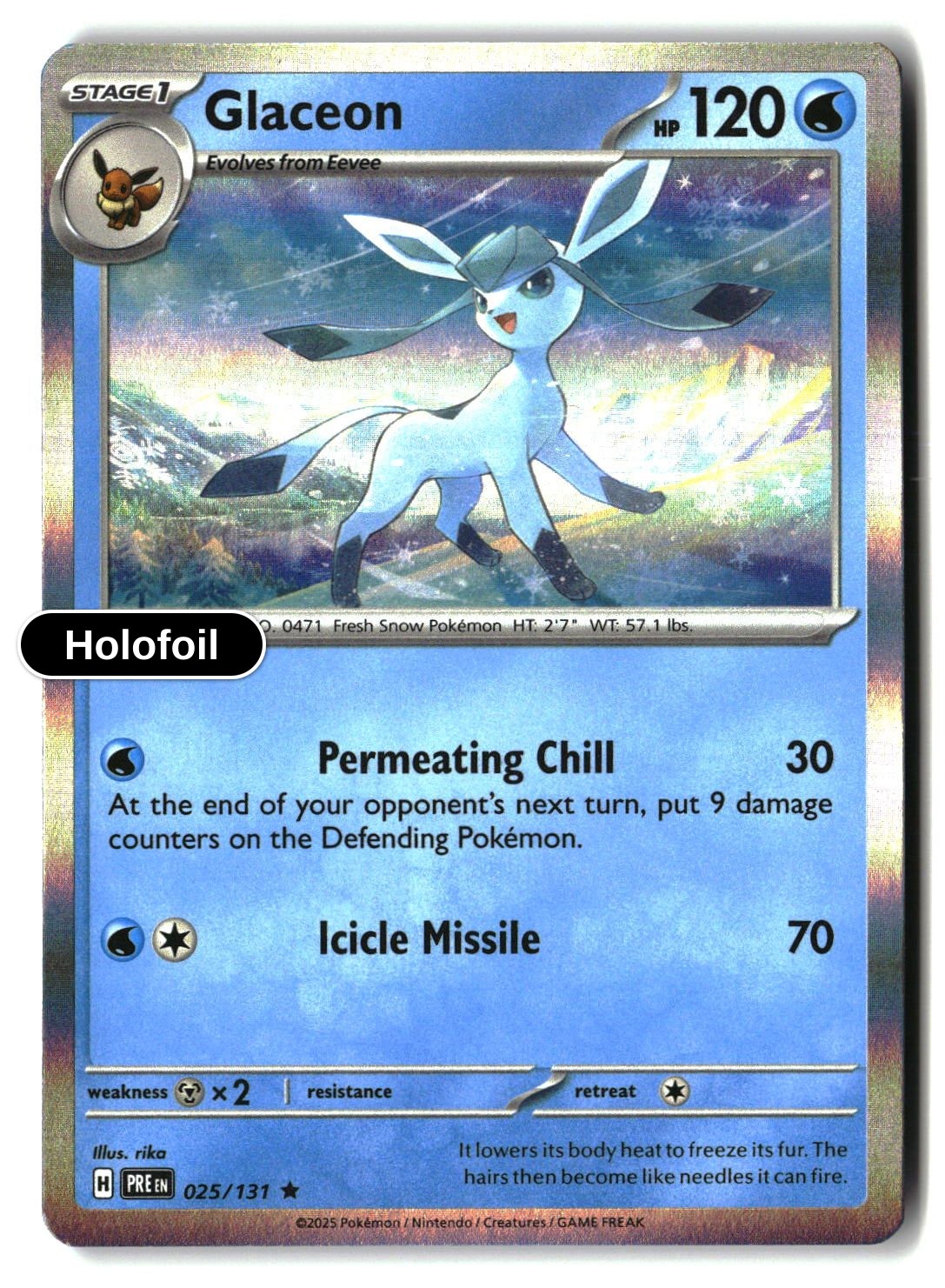 Glaceon - 025/131 - [PRE - SV: Prismatic Evolutions] - Holofoil