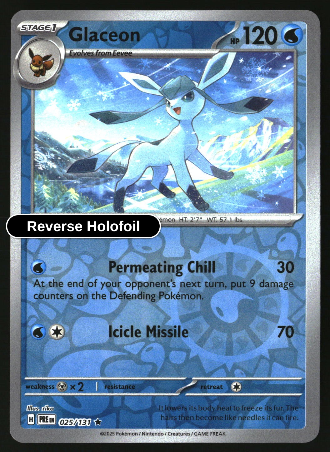 Glaceon - 025/131 - [PRE - SV: Prismatic Evolutions] - Reverse Holofoil