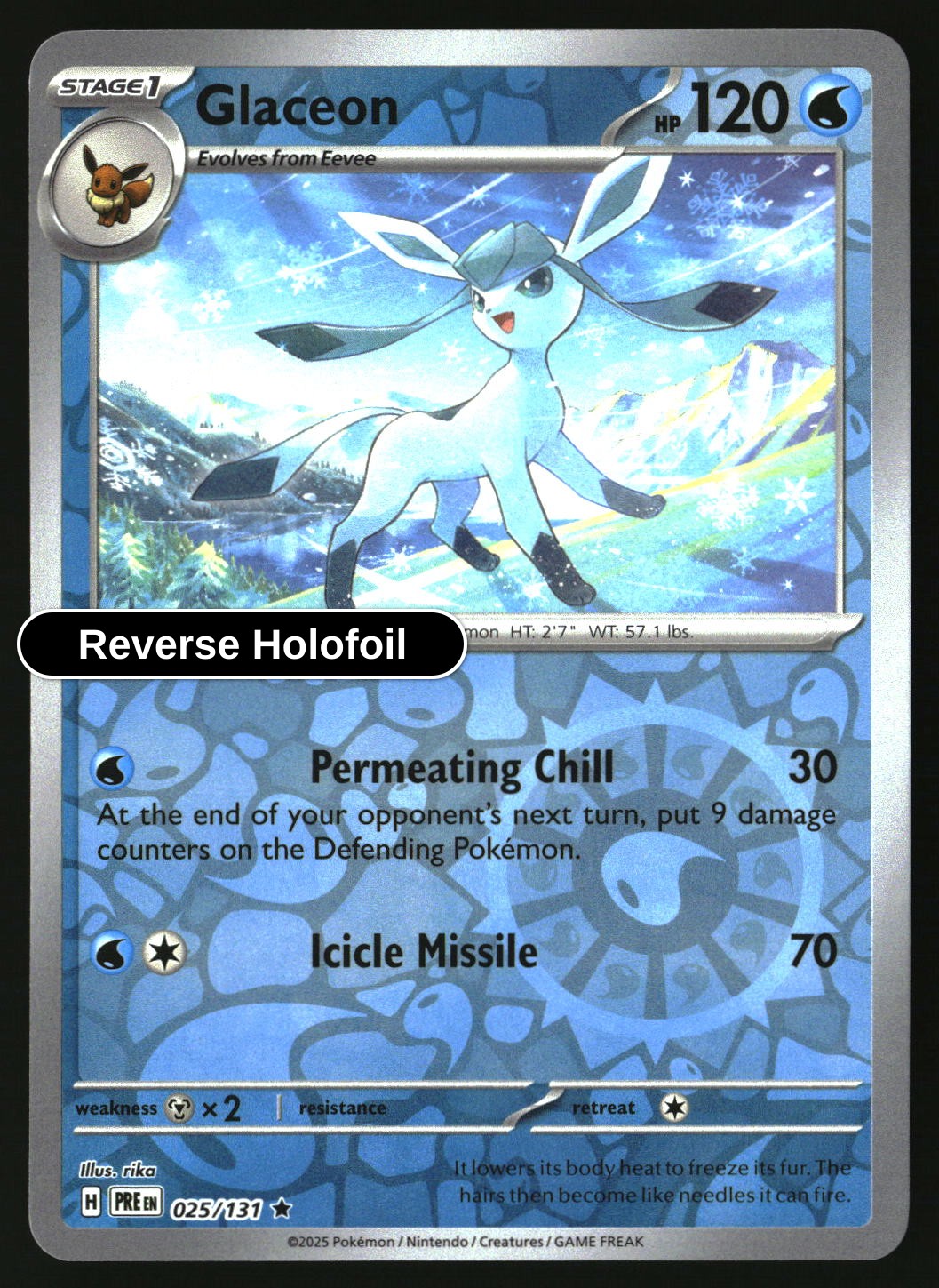 Glaceon - 025/131 - [PRE - SV: Prismatic Evolutions] - Reverse Holofoil