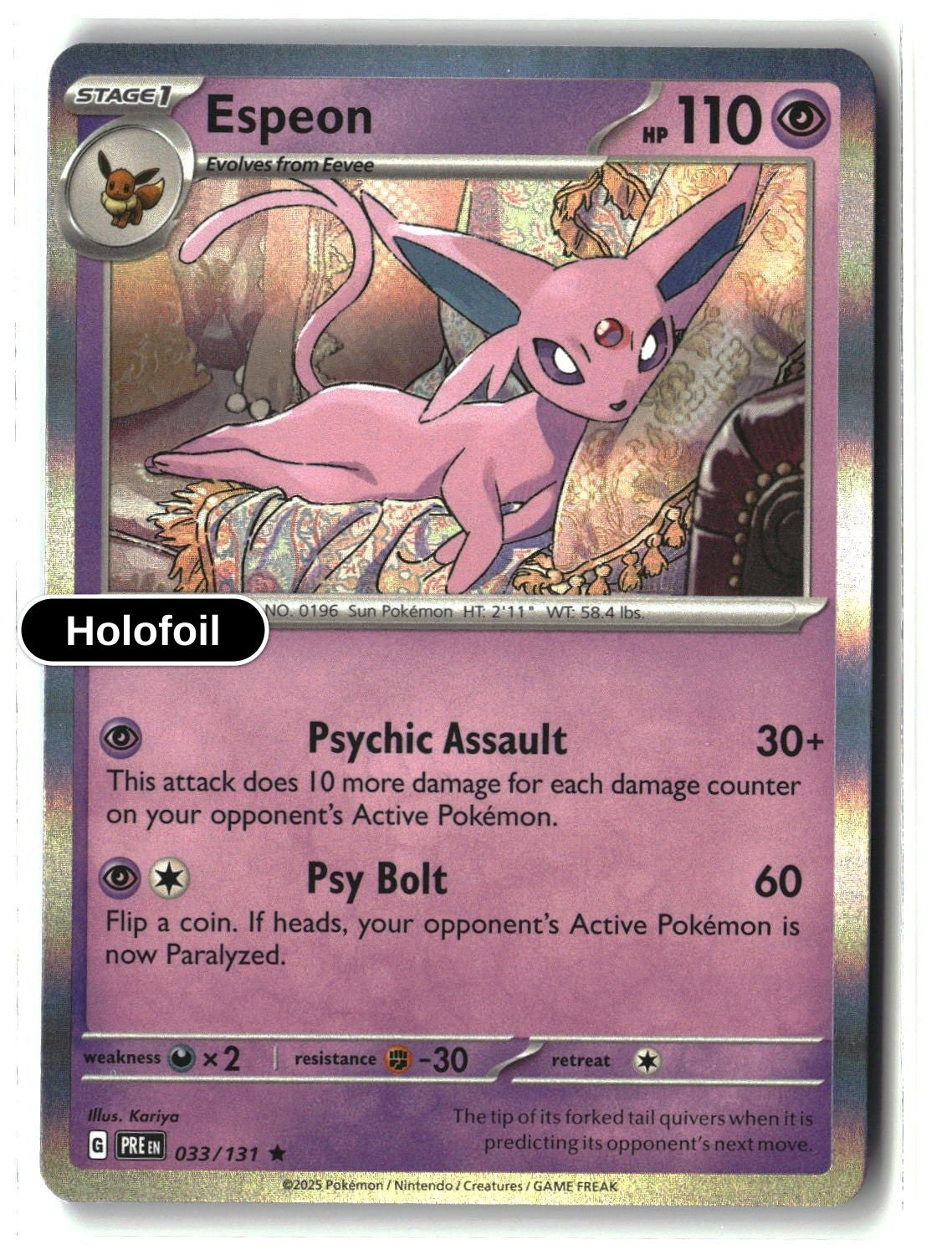Espeon - 033/131 - [PRE - SV: Prismatic Evolutions] - Holofoil