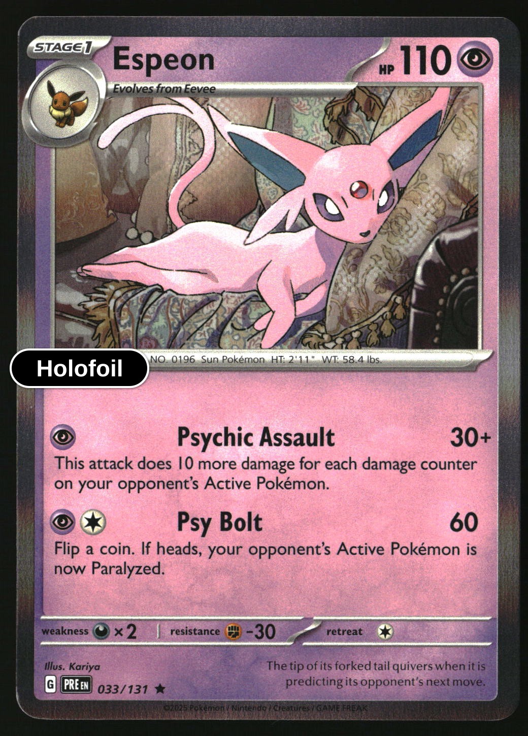 Espeon - 033/131 - [PRE - SV: Prismatic Evolutions] - Holofoil