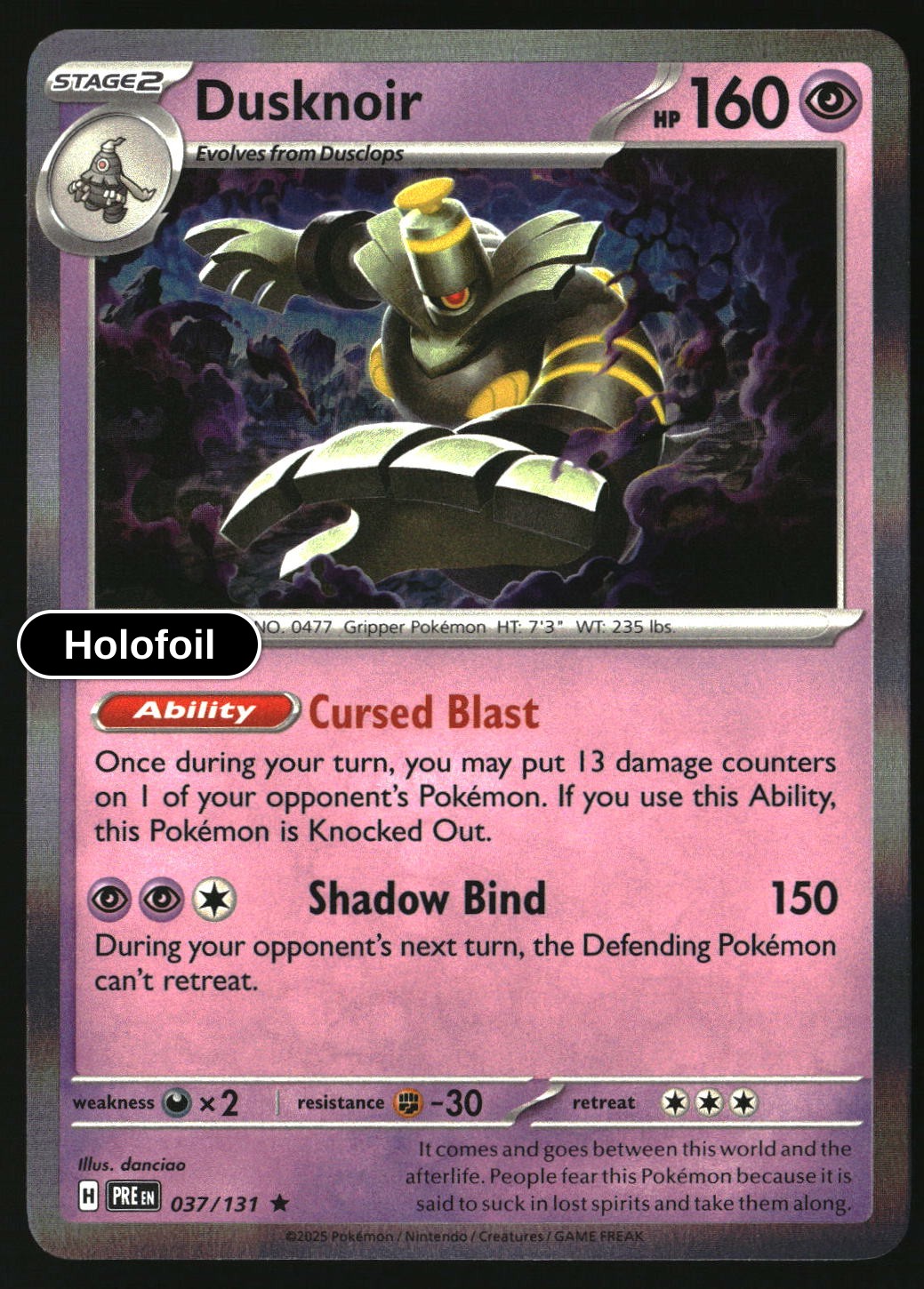 Dusknoir - 037/131 - [PRE - SV: Prismatic Evolutions] - Holofoil