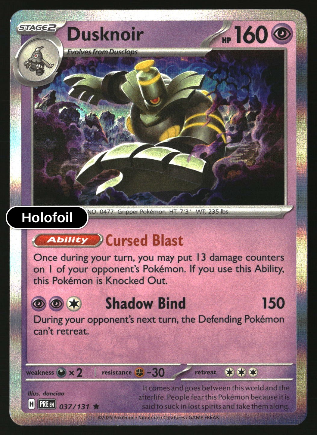 Dusknoir - 037/131 - [PRE - SV: Prismatic Evolutions] - Holofoil