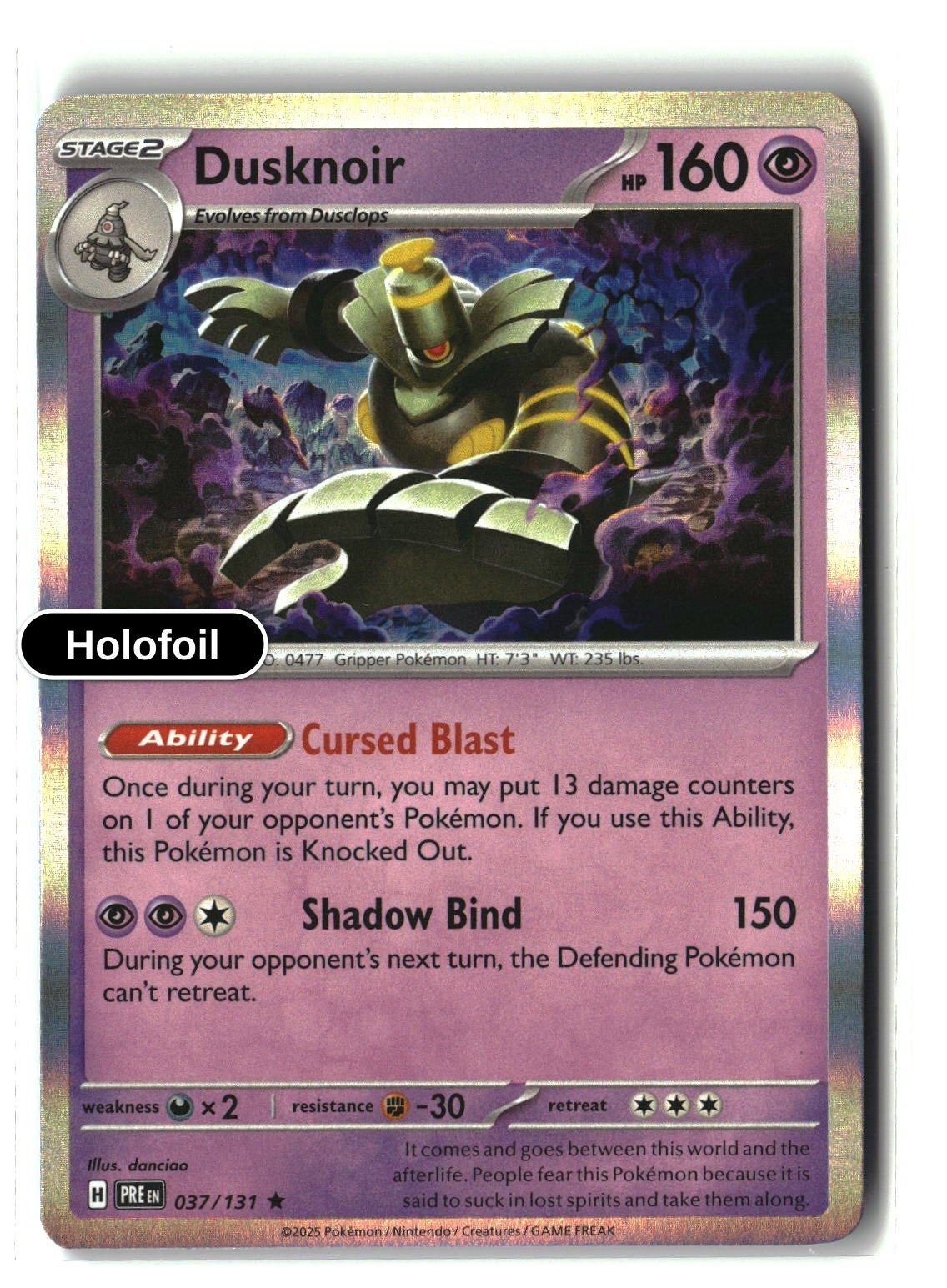 Dusknoir - 037/131 - [PRE - SV: Prismatic Evolutions] - Holofoil