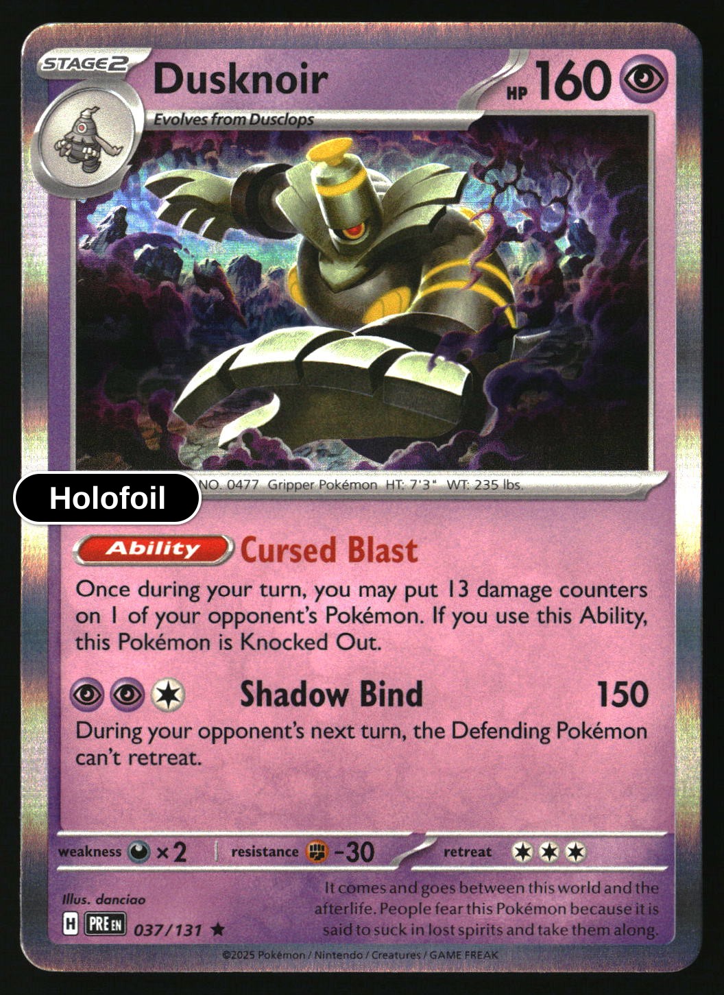 Dusknoir - 037/131 - [PRE - SV: Prismatic Evolutions] - Holofoil