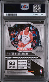 Victor Wembanyama 2024-25 Panini Prizm Monopoly Red Prizms #73 PSA 9