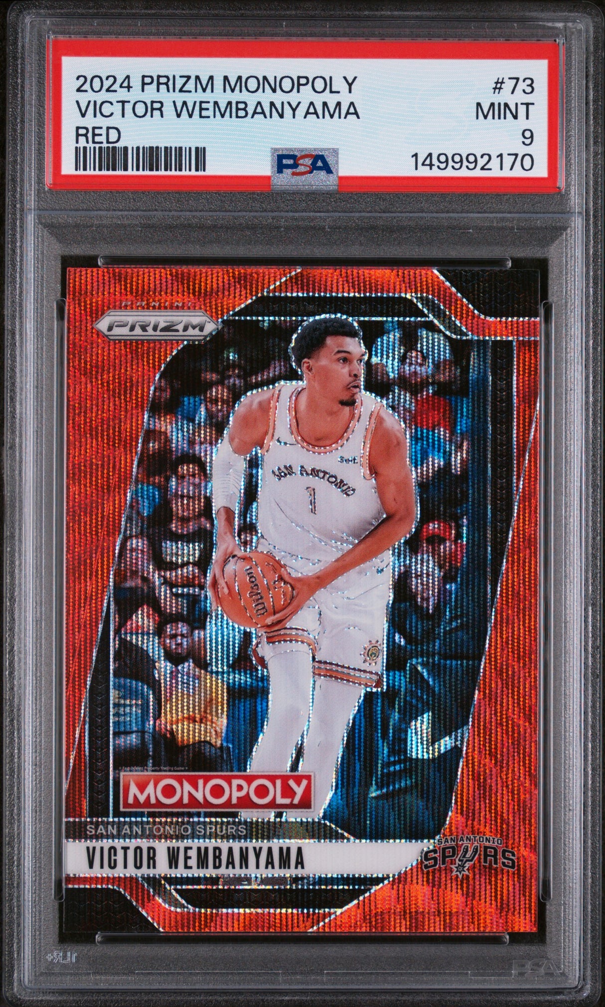 Victor Wembanyama 2024-25 Panini Prizm Monopoly Red Prizms #73 PSA 9