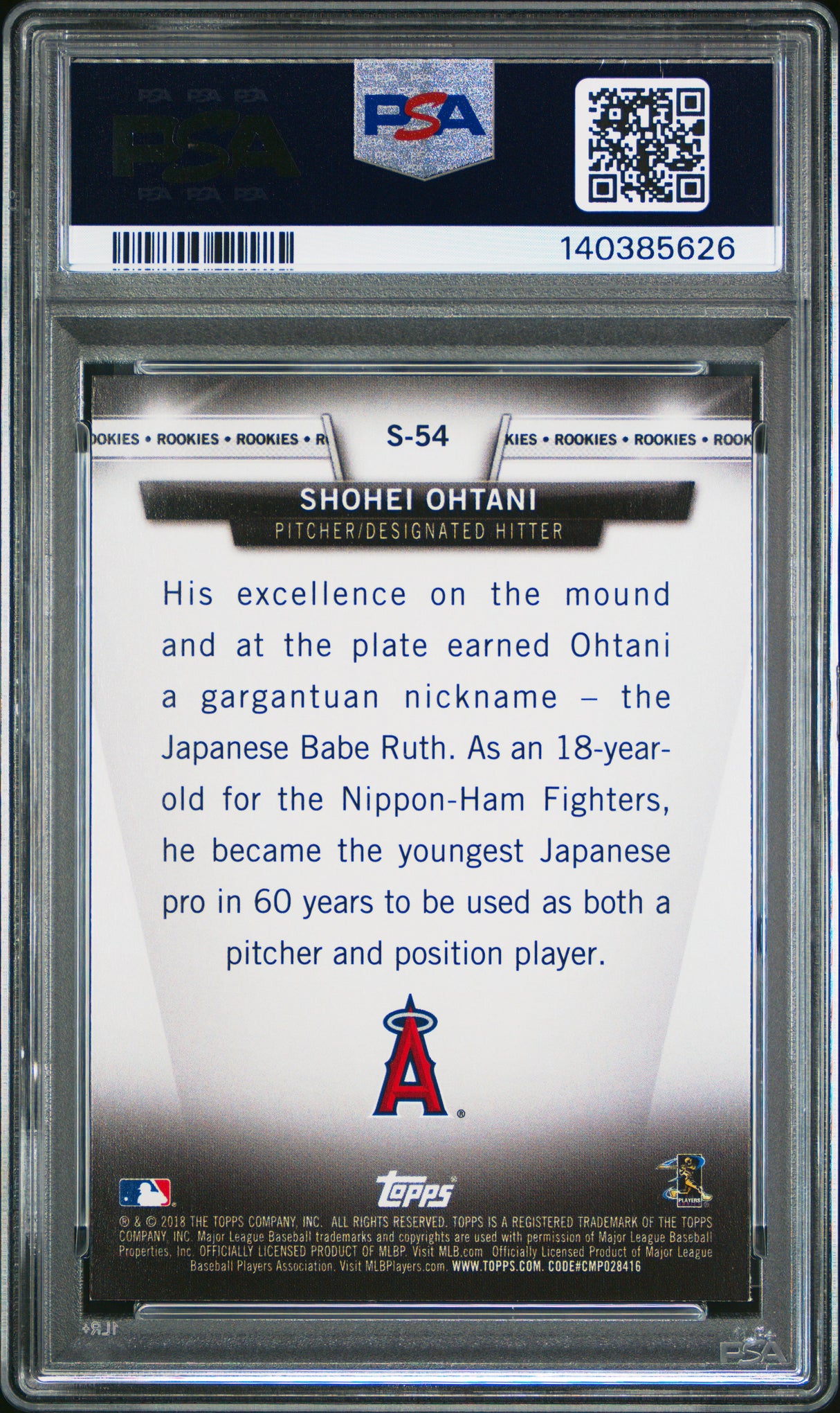 Shohei Ohtani 2018 Topps Topps Salute (Series Two) #S-54 PSA 8