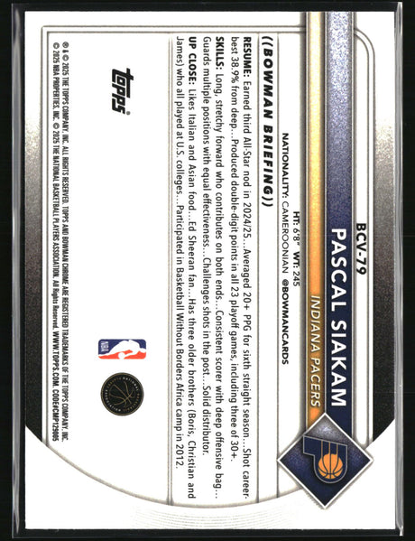 Pascal Siakam 2025-26 Bowman Chrome Steel Metal Refractors #BCV-79 #/100