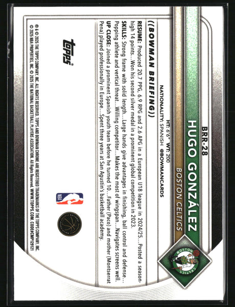 Hugo González 2025-26 Bowman Chrome Rookie Red RC Logo #BRR-28