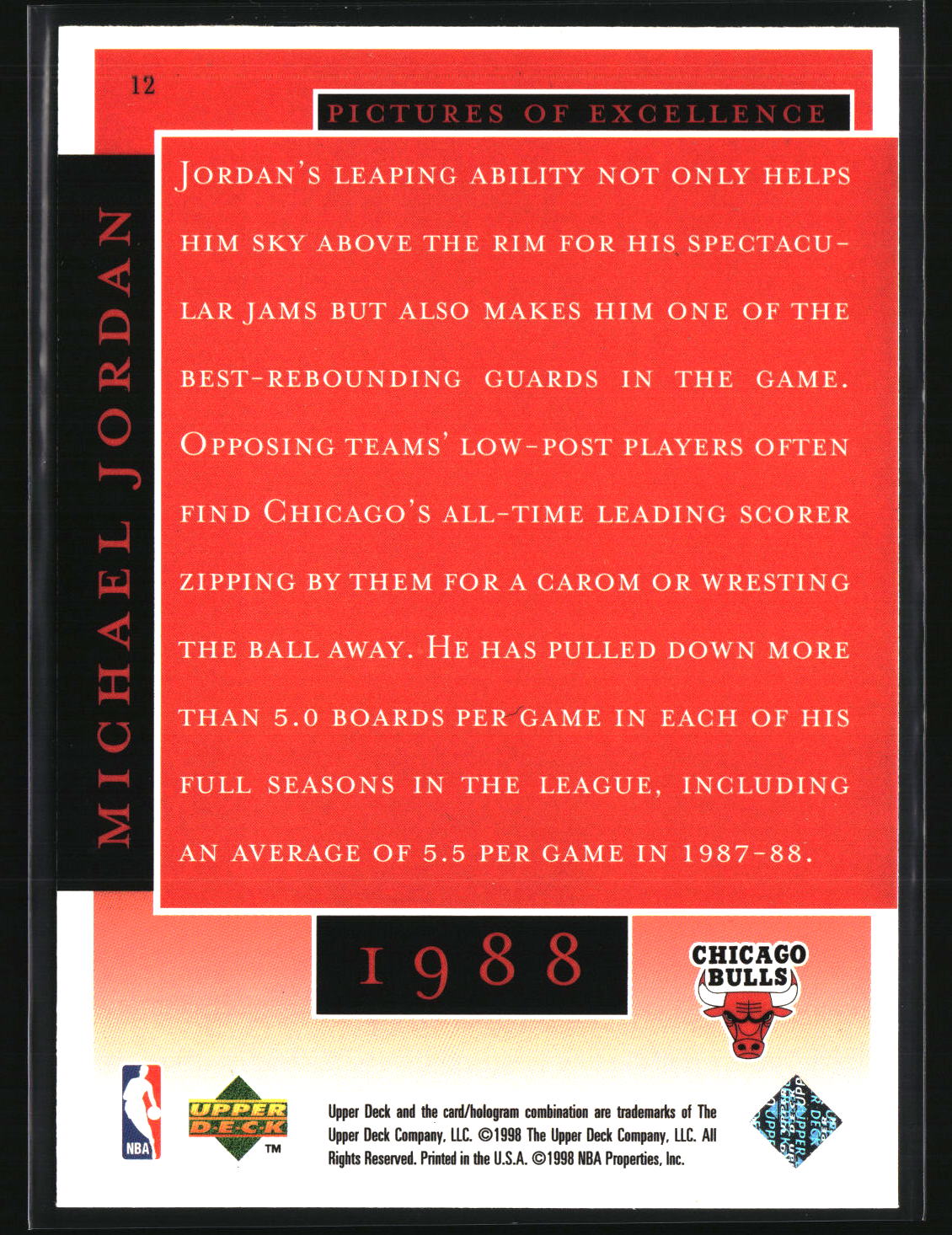 Michael Jordan 1998 Upper Deck Michael Jordan Career Collection #12