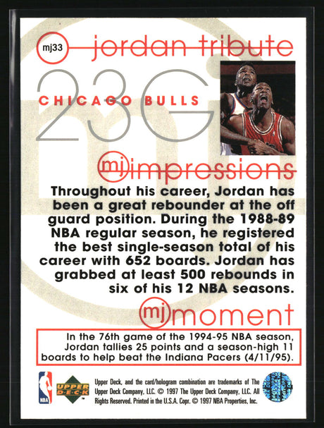 Michael Jordan 1997-98 Upper Deck Michael Jordan Tribute #MJ33