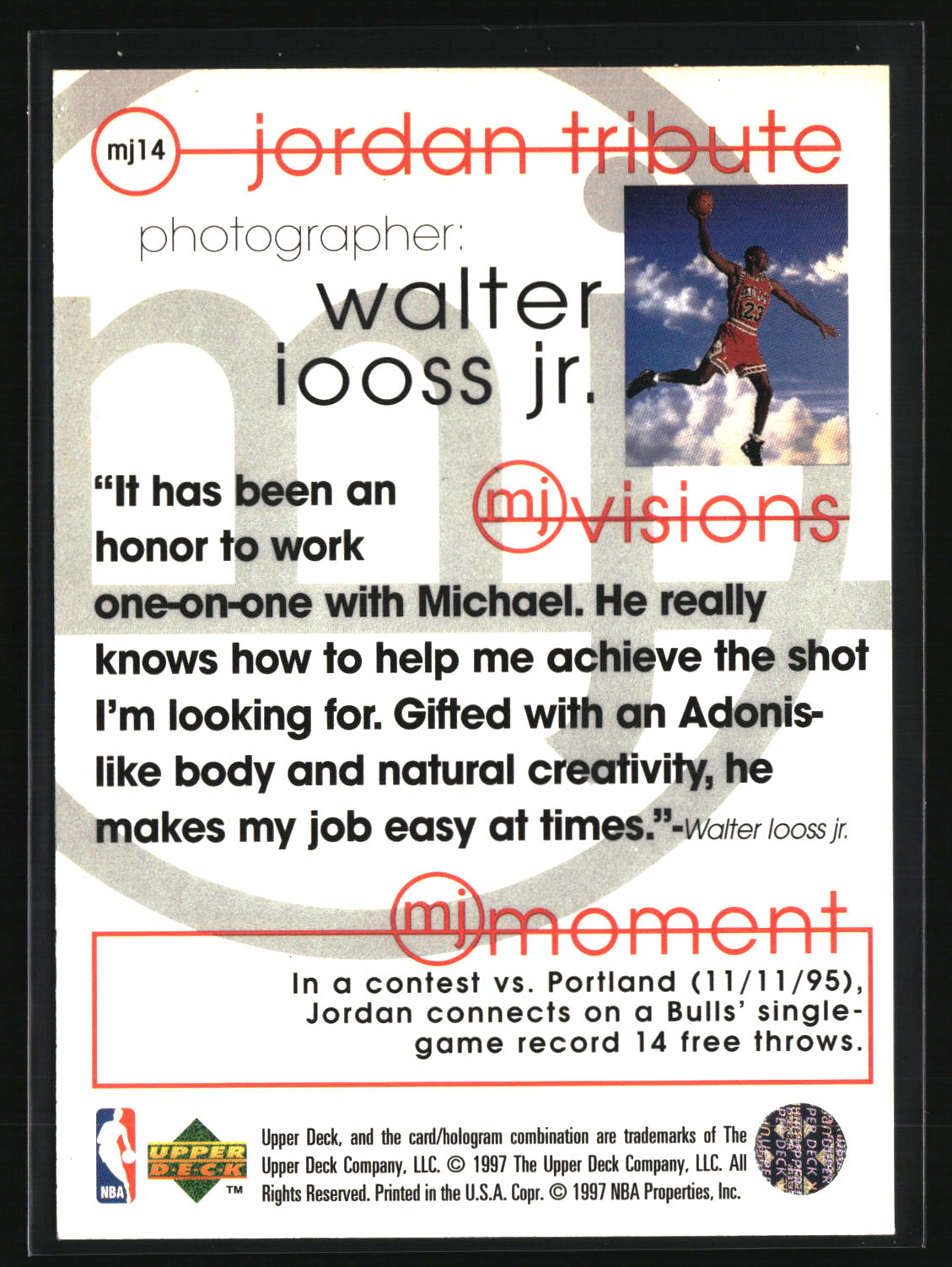 Michael Jordan 1997-98 Upper Deck Michael Jordan Tribute #MJ14