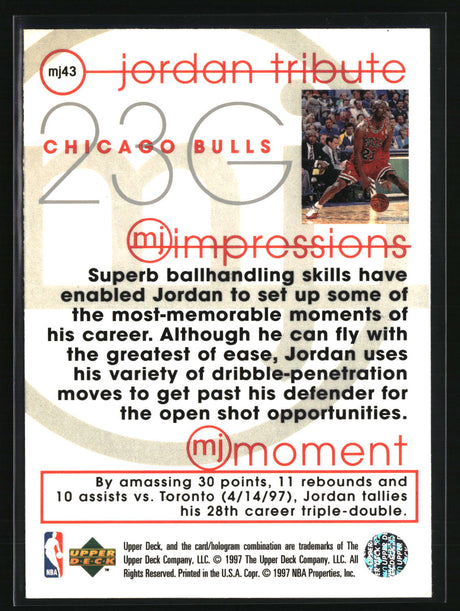 Michael Jordan 1997-98 Upper Deck Michael Jordan Tribute #MJ43