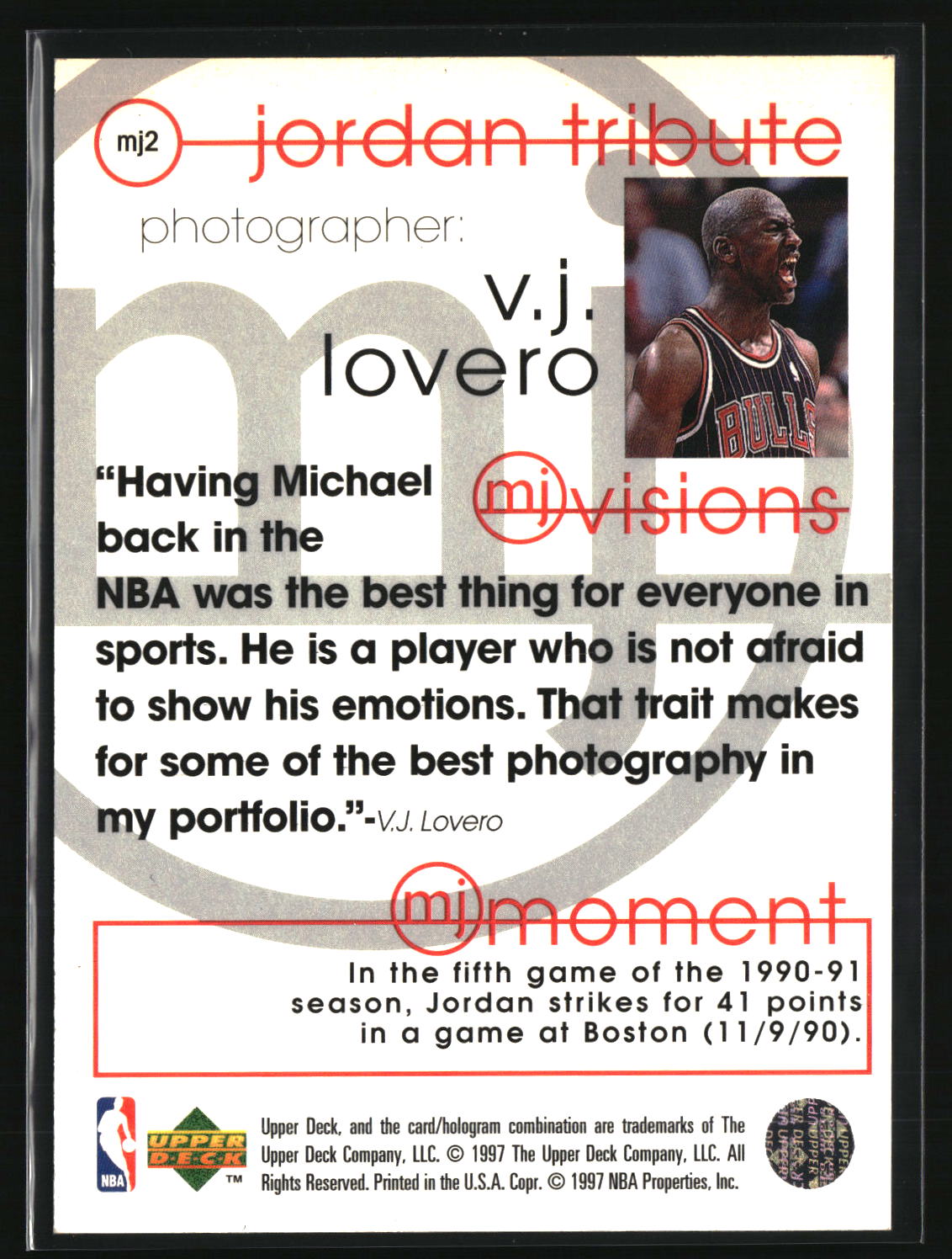 Michael Jordan 1997-98 Upper Deck Michael Jordan Tribute #MJ2
