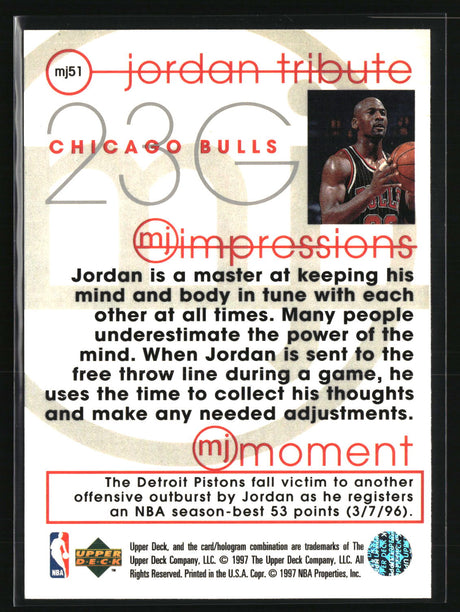 Michael Jordan 1997-98 Upper Deck Michael Jordan Tribute #MJ51