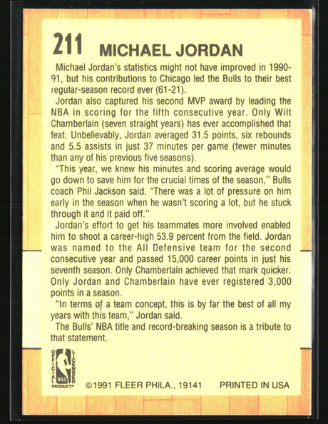Michael Jordan 1991-92 Fleer #211