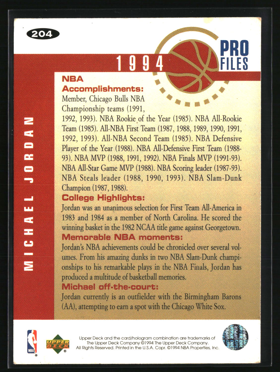 Michael Jordan 1994-95 Collector's Choice French #204