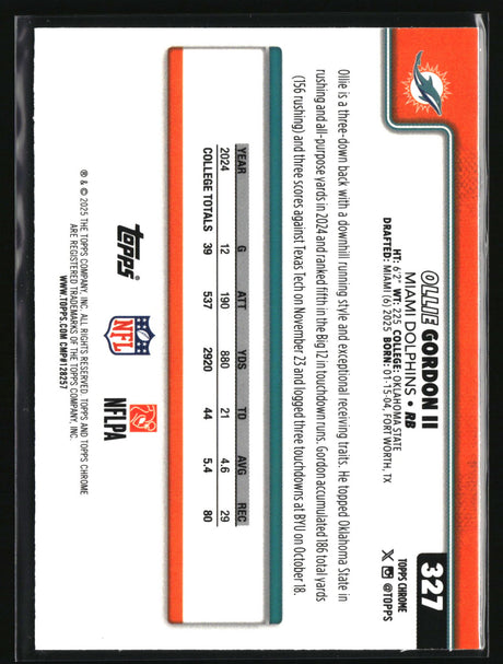 Ollie Gordon II 2025 Topps Chrome #327