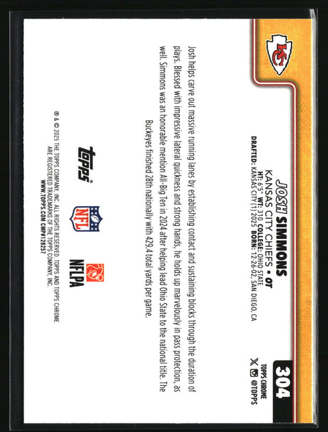 Josh Simmons 2025 Topps Chrome #304