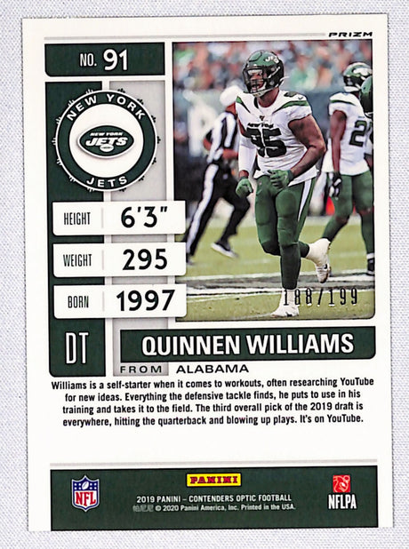 Quinnen Williams 2019 Panini Contenders Optic Red #91 #/199